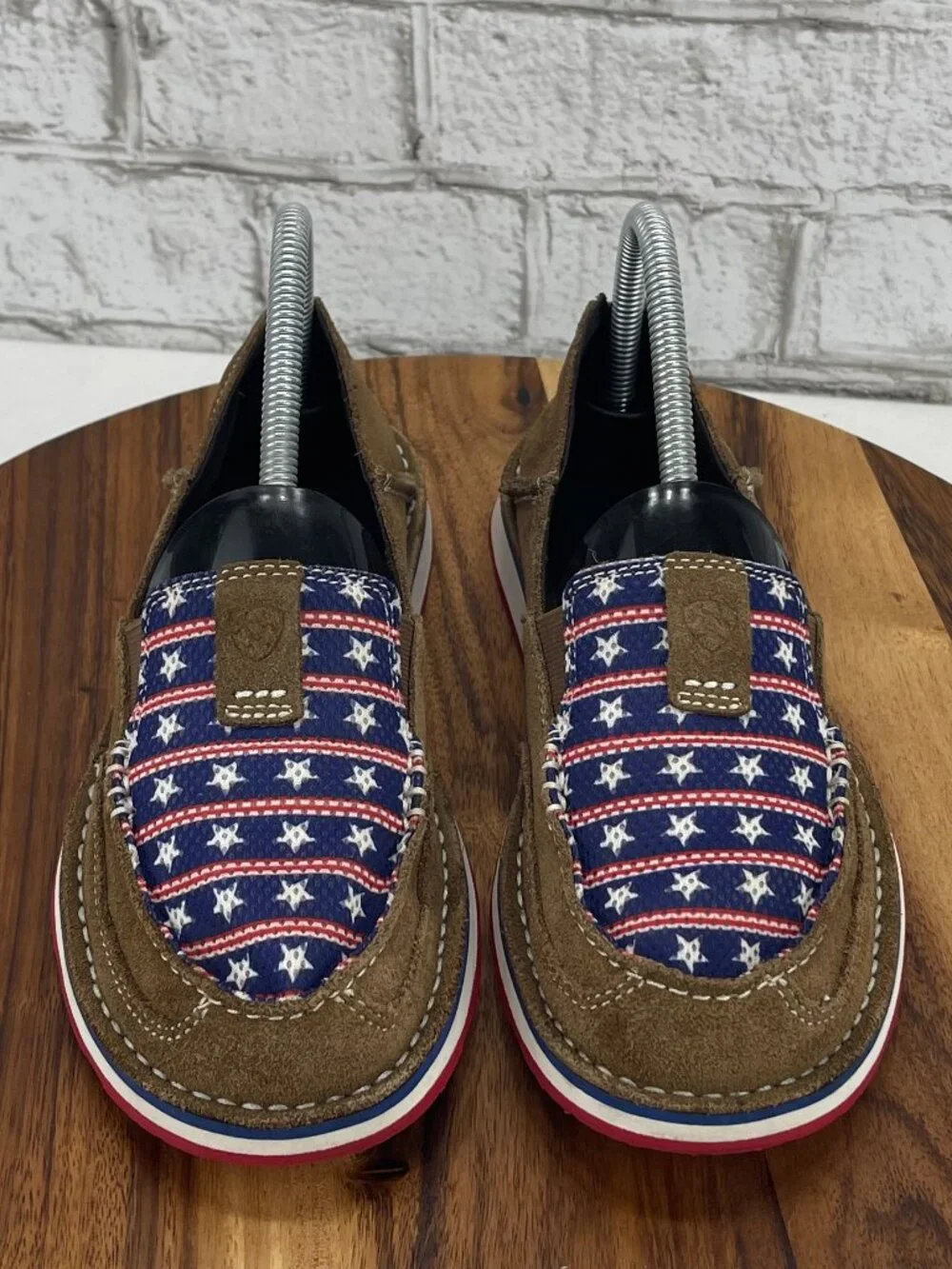 Ariat Patriotic Cruiser Womens 7.5 B Brown Suede Slip On Loafers 10021624